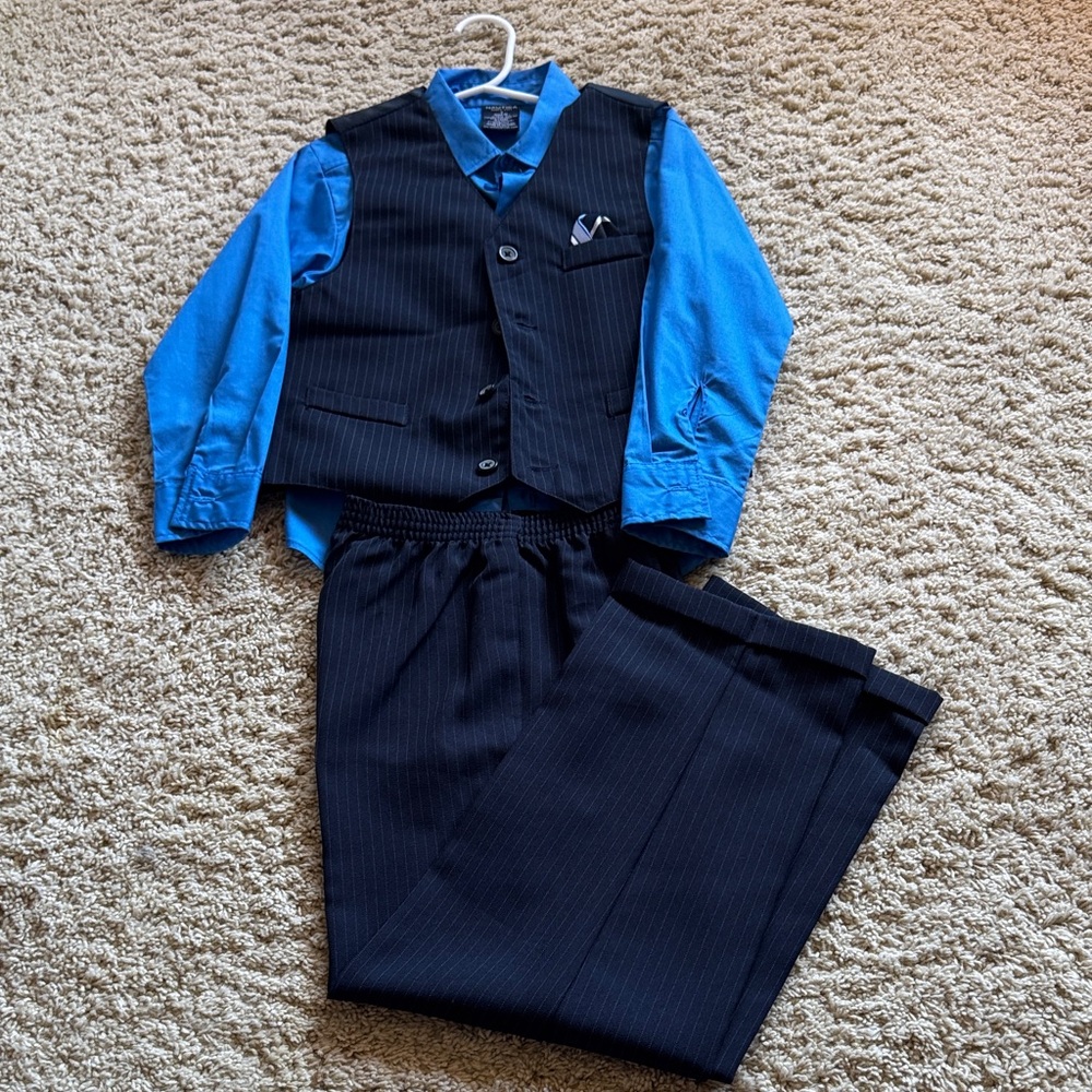 Nautica Blue and Black Kids Button Down Shirt with Vest